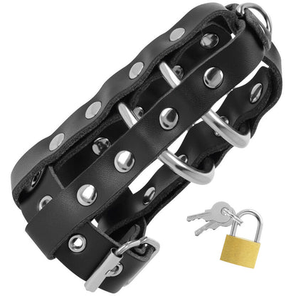 OBSCURITÉ - CAGE DE CHASTETÉ EN CUIR AVEC SERRURE