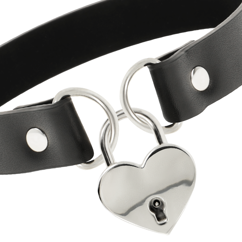 COQUETTE CHIC DÉSIR - COLLIER EN CUIR VÉGÉTALIEN AVEC ACCESSOIRE CŒUR ET CLÉ