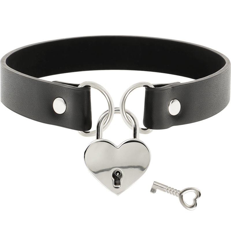 COQUETTE CHIC DÉSIR - COLLIER EN CUIR VÉGÉTALIEN AVEC ACCESSOIRE CŒUR ET CLÉ