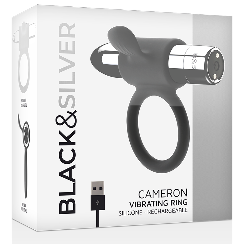 NEGRO Y PLATA - ANILLO RECARGABLE CAMERON PLATEADO