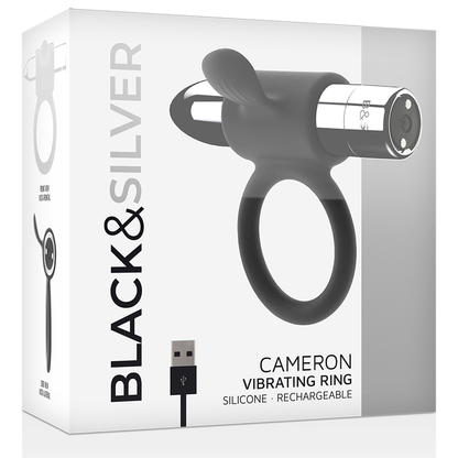 NEGRO Y PLATA - ANILLO RECARGABLE CAMERON PLATEADO