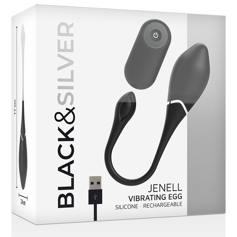 NEGRO Y PLATA - HUEVO VIBRADOR RECARGABLE JENELL