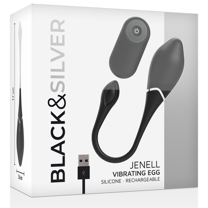 NEGRO Y PLATA - HUEVO VIBRADOR RECARGABLE JENELL