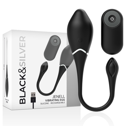 NEGRO Y PLATA - HUEVO VIBRADOR RECARGABLE JENELL
