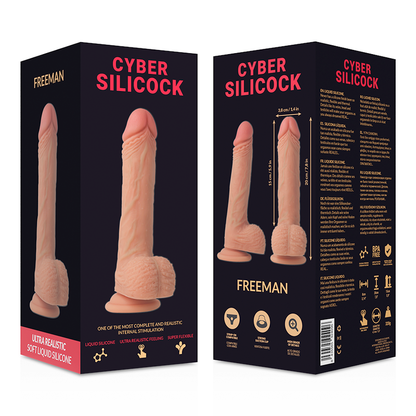 CYBER SILICOCK - FREEMAN ULTRA RÉALISTE SILICONE LIQUIDE SOUPLE 20 CM -O- 3.8 CM