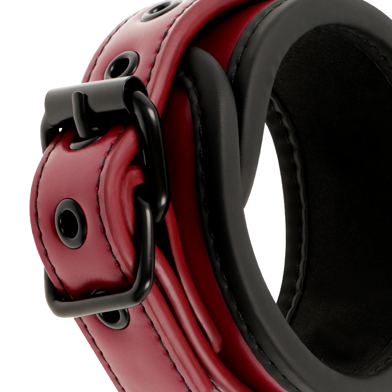 FETISH SUBMISSIVE DARK ROOM - VEGAN LEATHER HANDCUFFS WITH NEOPRENE LINING