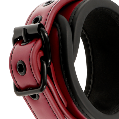 FETISH SUBMISSIVE DARK ROOM - VEGAN LEATHER HANDCUFFS WITH NEOPRENE LINING