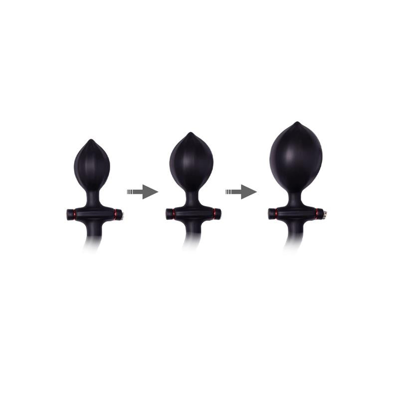 LATEX PLAY - INFLATABLE ANAL PLUG WITH HANDLE AND PUMP BLACK