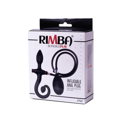 LATEX PLAY - INFLATABLE ANAL PLUG WITH HANDLE AND PUMP BLACK