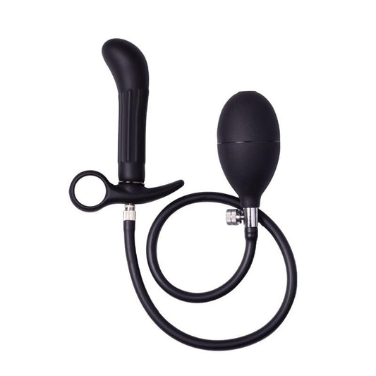 LATEX PLAY - INFLATABLE ANAL PLUG WITH PUMP BLACK