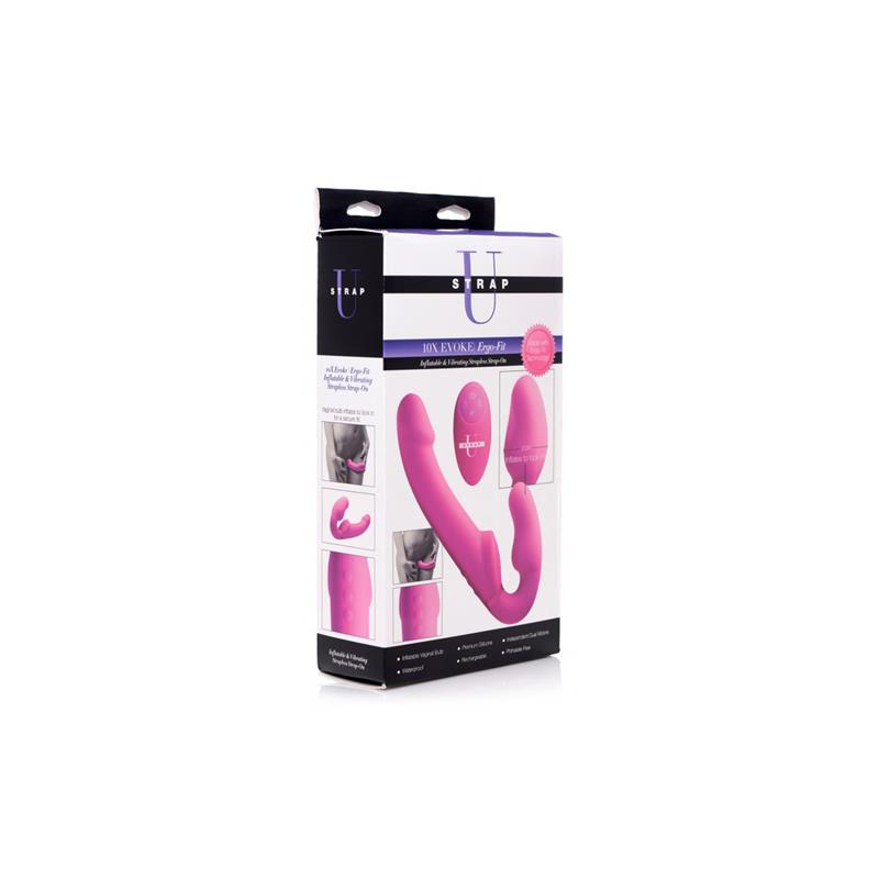 STRAP U - INFLATABLE STRAPLESS STRAP-ON INFLATABLE FUNCTION WITH REMOTE CONTROL PINK