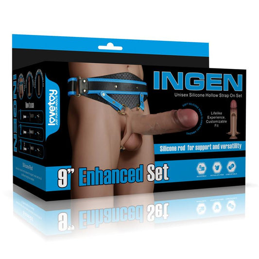 LOVETOY - INGEN ADJUSTABE STRAP ON WITH HOLLOW DILDO 9 ENHANCED SET XS/S/M
