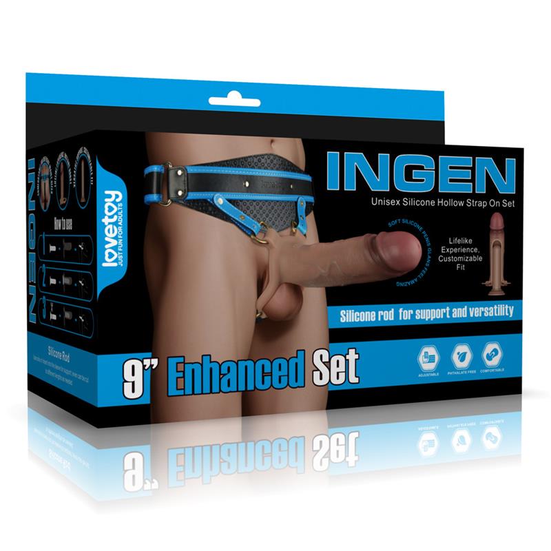 LOVETOY - INGEN ADJUSTABLE STRAP ON WITH HOLLOW DILDO 9 ENHANCED SET L/XL/2XL