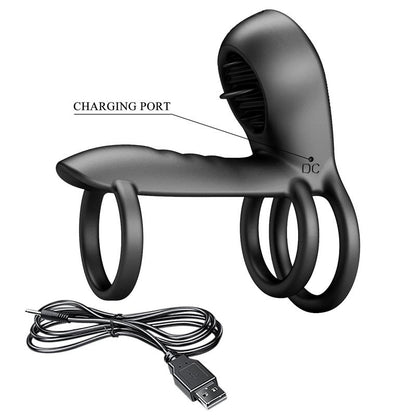 PRETTYLOVE - JAMMY TRIPLE VIBRATING PENIS RING USB