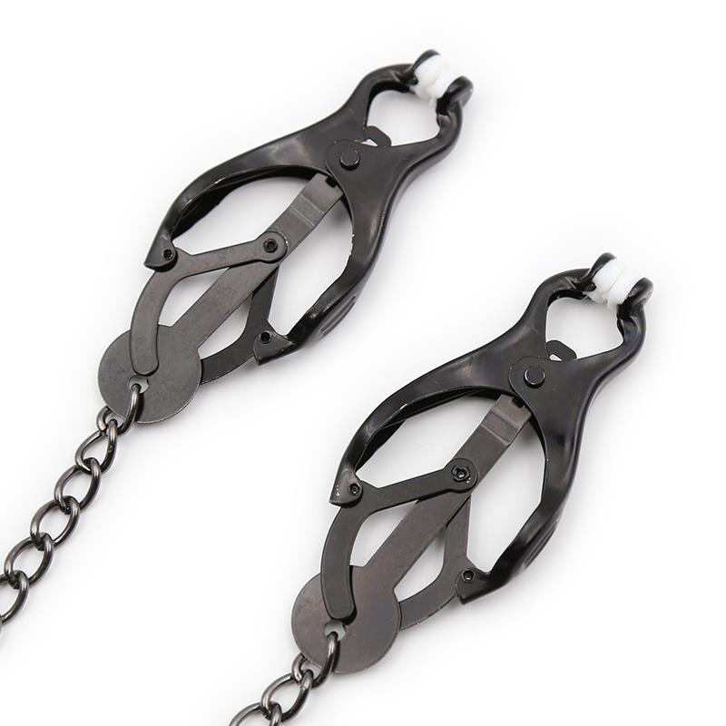 LATETOBED BDSM LINE - JAPANESE NIPPLE CLAMPS WITH CHAIN BLACK