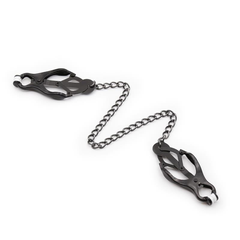 LATETOBED BDSM LINE - JAPANESE NIPPLE CLAMPS WITH CHAIN BLACK