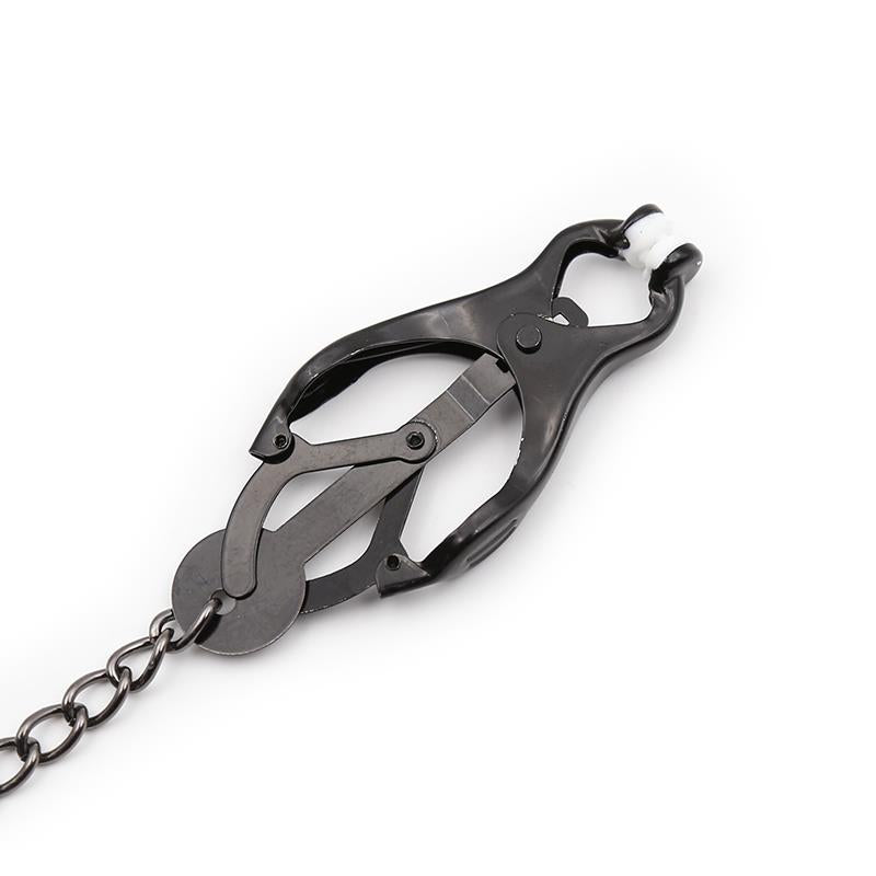 LATETOBED BDSM LINE - JAPANESE NIPPLE CLAMPS WITH CHAIN BLACK