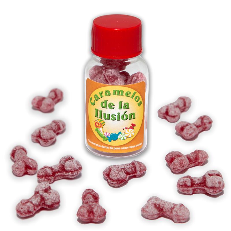DIVERTY SEX - JAR OF 12 CANDIES PENIS SHAPE FRUIT FLAVOR.