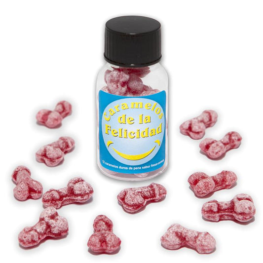 DIVERTY SEX - JAR OF 12 UNITS PENIS STRAWBERRY AND CHERRY FLAVOR SWEETS