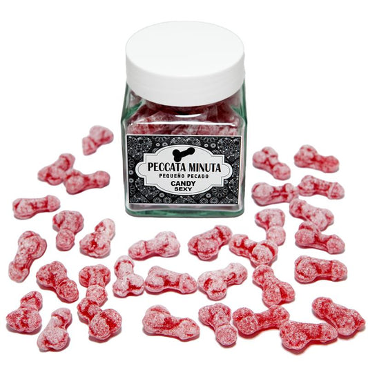 DIVERTY SEX - JAR OF 40 STRAWBERRY/CHERRY FLAVORED PENIS-SHAPED CANDIES