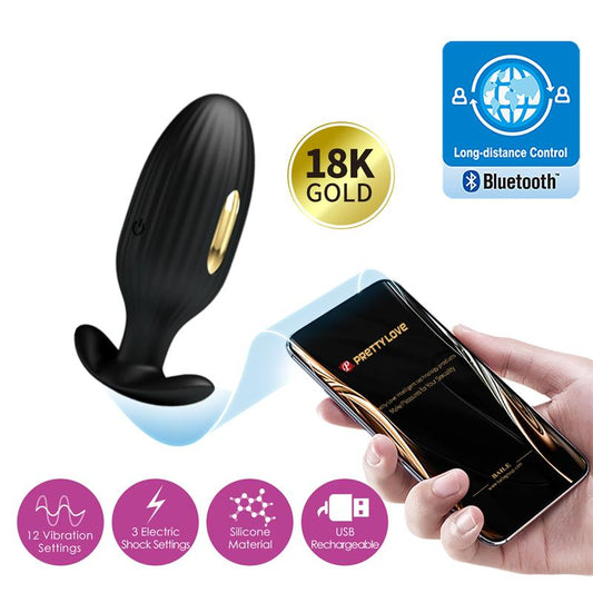 PRETTYLOVE - JEFFERSON VIBRATING ANAL PLUG WITH ELECTROSHOCK AND APP