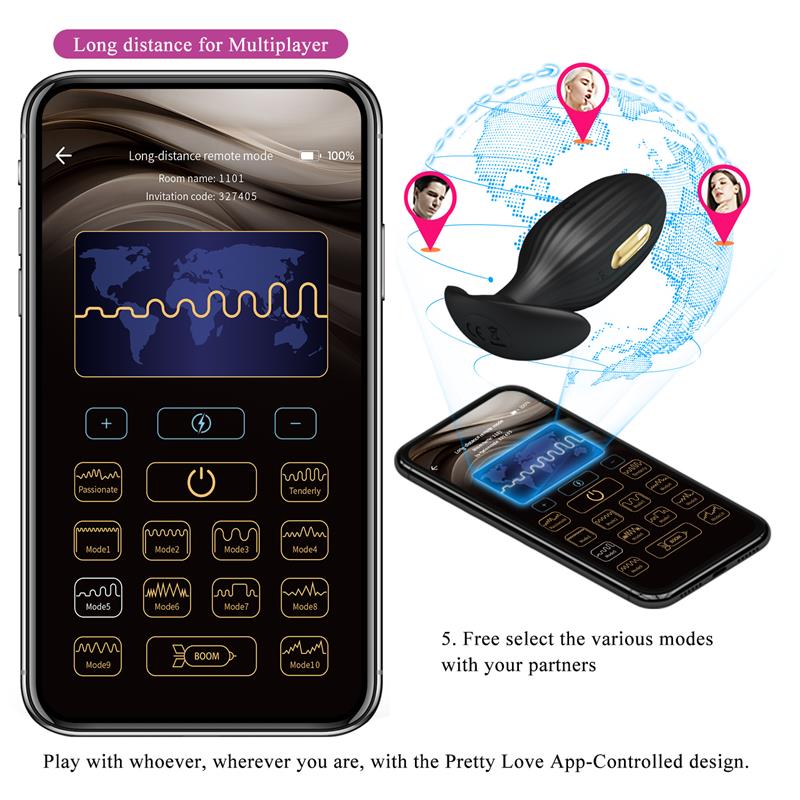 PRETTYLOVE - JEFFERSON VIBRATING ANAL PLUG WITH ELECTROSHOCK AND APP