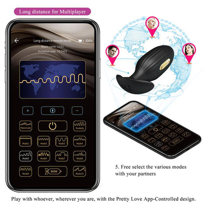 PRETTYLOVE - JEFFERSON VIBRATING ANAL PLUG WITH ELECTROSHOCK AND APP