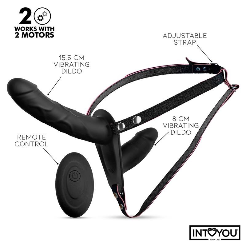 INTOYOU BDSM LINE - JORDAN STRAP-ON WITH DOUBLE VIBRATING DILDO AND REMOTE