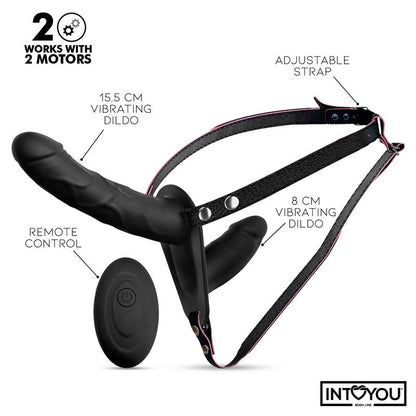 INTOYOU BDSM LINE - JORDAN STRAP-ON WITH DOUBLE VIBRATING DILDO AND REMOTE