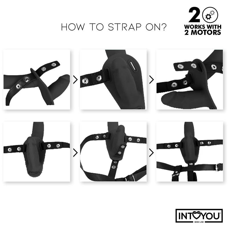 INTOYOU BDSM LINE - JORDAN STRAP-ON WITH DOUBLE VIBRATING DILDO AND REMOTE