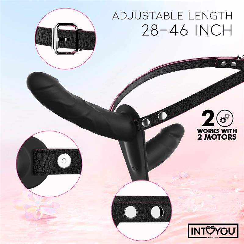 INTOYOU BDSM LINE - JORDAN STRAP-ON WITH DOUBLE VIBRATING DILDO AND REMOTE