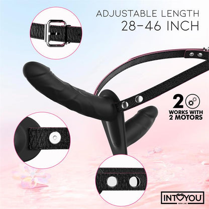 INTOYOU BDSM LINE - JORDAN STRAP-ON WITH DOUBLE VIBRATING DILDO AND REMOTE