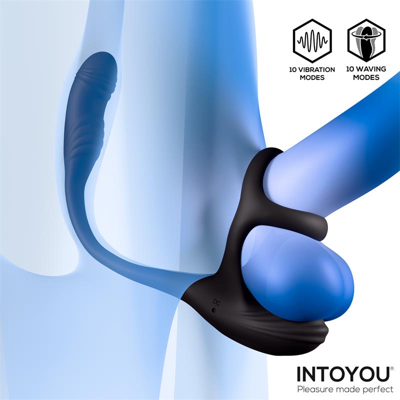 INTOYOU - VIBRADOR ANAL Y ANILLO PENEANO VIBRATORIO DE 360º CON MOVIMIENTO ONDULANTE