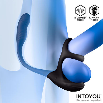 INTOYOU - VIBRADOR ANAL Y ANILLO PENEANO VIBRATORIO DE 360º CON MOVIMIENTO ONDULANTE