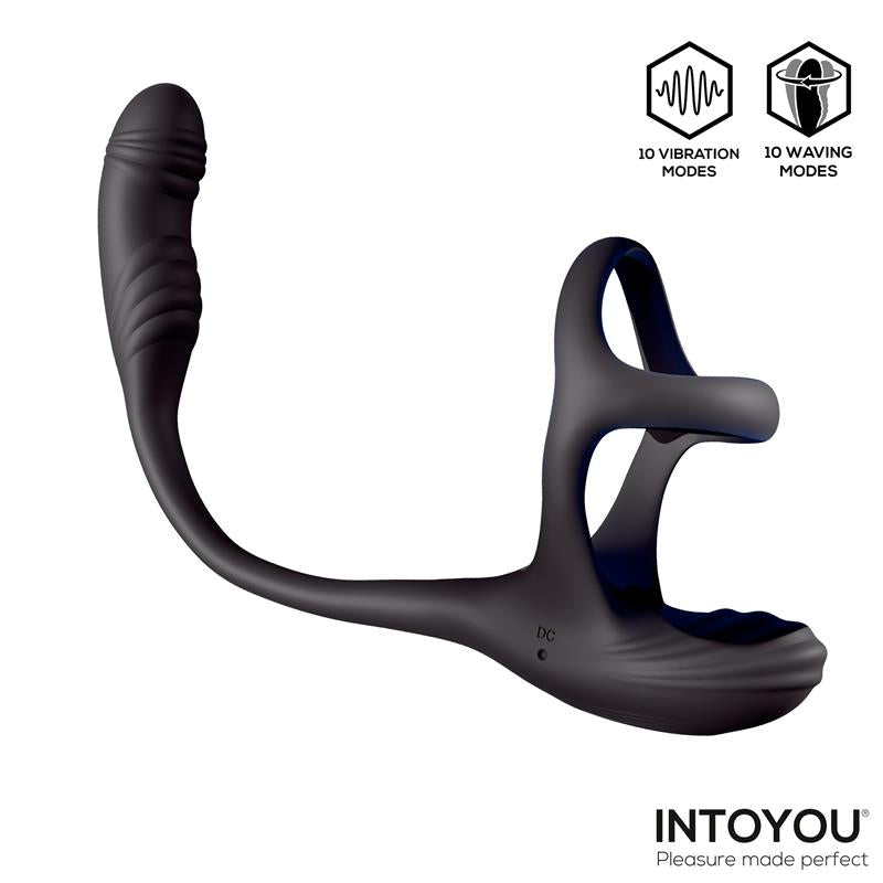 INTOYOU - VIBRADOR ANAL Y ANILLO PENEANO VIBRATORIO DE 360º CON MOVIMIENTO ONDULANTE
