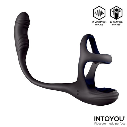 INTOYOU - VIBRADOR ANAL Y ANILLO PENEANO VIBRATORIO DE 360º CON MOVIMIENTO ONDULANTE