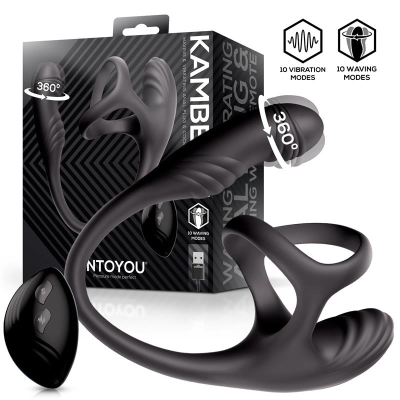 INTOYOU - VIBRADOR ANAL Y ANILLO PENEANO VIBRATORIO DE 360º CON MOVIMIENTO ONDULANTE
