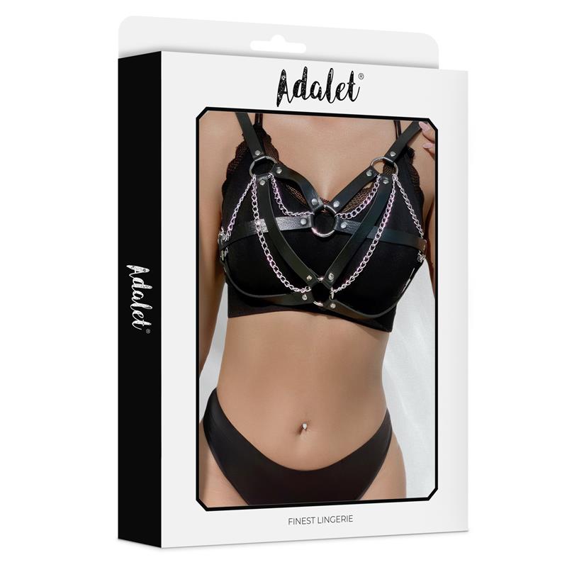ADALET LINGERIE - KARINA VEGAN LEATHER HARNESS TOP WITH CHAIN ONE SIZE