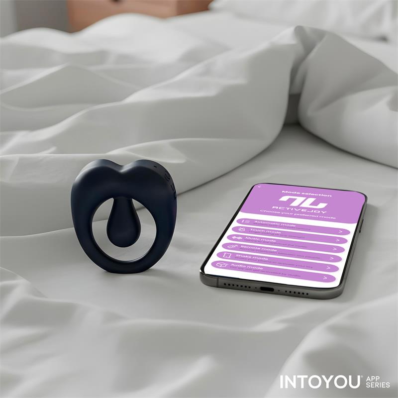 INTOYOU APP SERIES - KENNY PENIS RING WITH CLITORIS STIMULATOR AND APP NIGHT BLUE