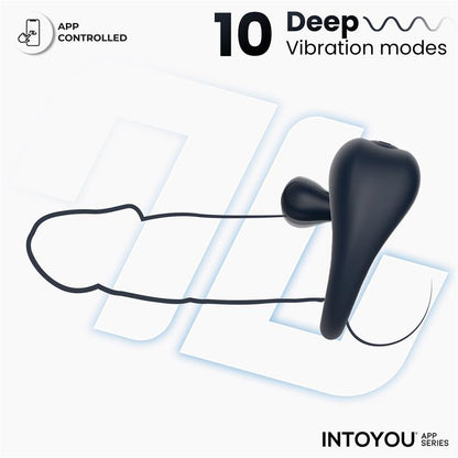 INTOYOU APP SERIES - KENNY PENIS RING WITH CLITORIS STIMULATOR AND APP NIGHT BLUE