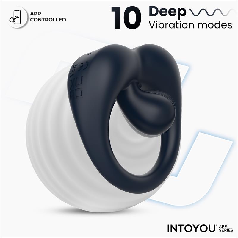 INTOYOU APP SERIES - KENNY PENIS RING WITH CLITORIS STIMULATOR AND APP NIGHT BLUE