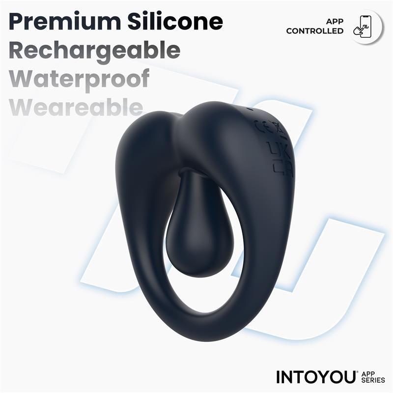 INTOYOU APP SERIES - KENNY PENIS RING WITH CLITORIS STIMULATOR AND APP NIGHT BLUE
