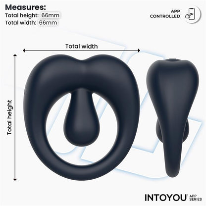 INTOYOU APP SERIES - KENNY PENIS RING WITH CLITORIS STIMULATOR AND APP NIGHT BLUE
