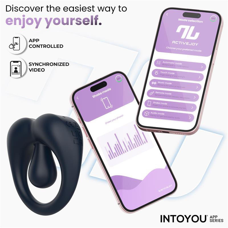 INTOYOU APP SERIES - KENNY PENIS RING WITH CLITORIS STIMULATOR AND APP NIGHT BLUE