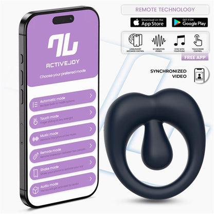 INTOYOU APP SERIES - KENNY PENIS RING WITH CLITORIS STIMULATOR AND APP NIGHT BLUE