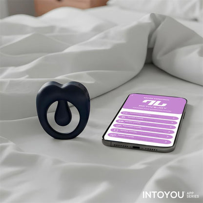 INTOYOU APP SERIES - KENNY PENIS RING WITH CLITORIS STIMULATOR AND APP NIGHT BLUE