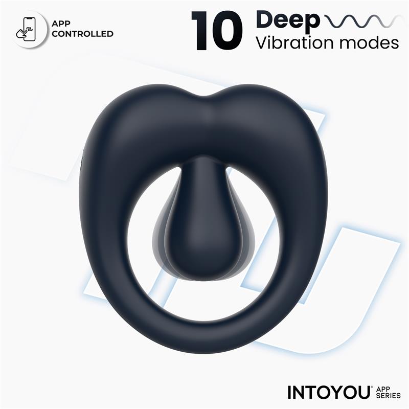 INTOYOU APP SERIES - KENNY PENIS RING WITH CLITORIS STIMULATOR AND APP NIGHT BLUE