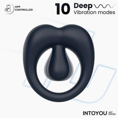 INTOYOU APP SERIES - KENNY PENIS RING WITH CLITORIS STIMULATOR AND APP NIGHT BLUE