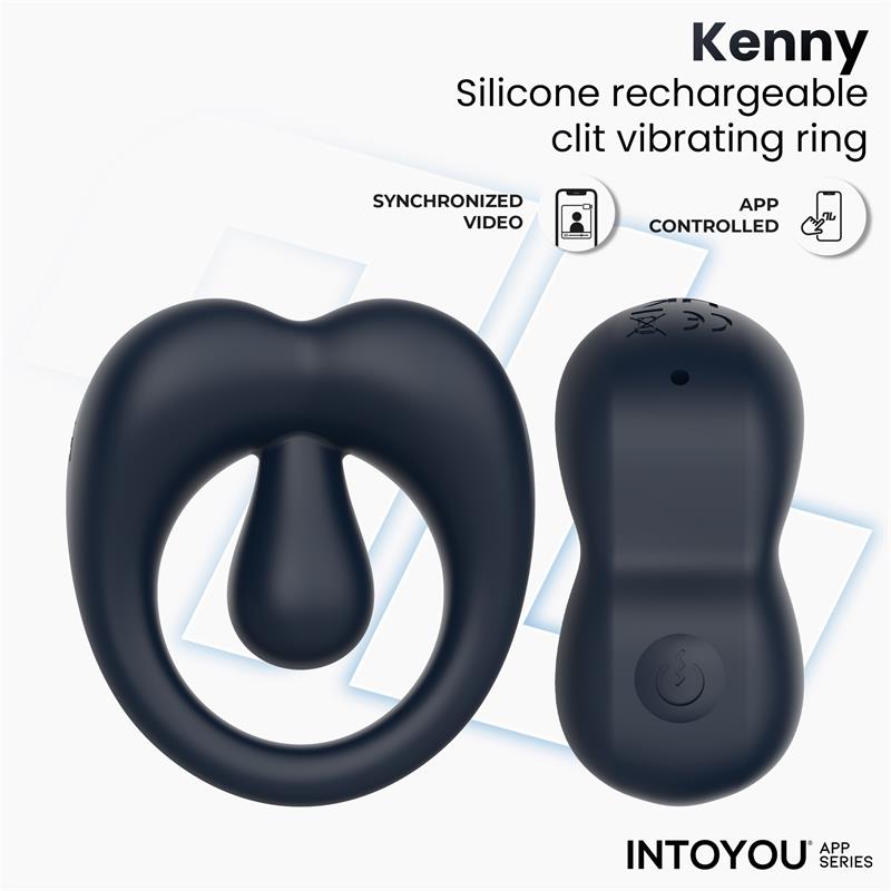 INTOYOU APP SERIES - KENNY PENIS RING WITH CLITORIS STIMULATOR AND APP NIGHT BLUE