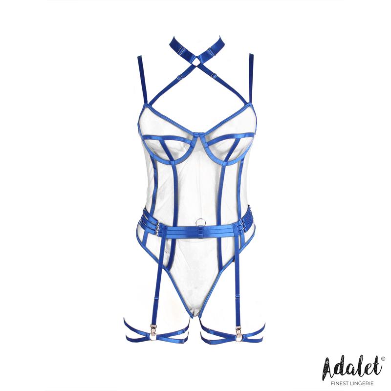 ADALET LINGERIE - KILLYE MESH TEDDY WITH STRASPS AND LEG RINGS